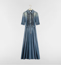Denim dress with silver belt