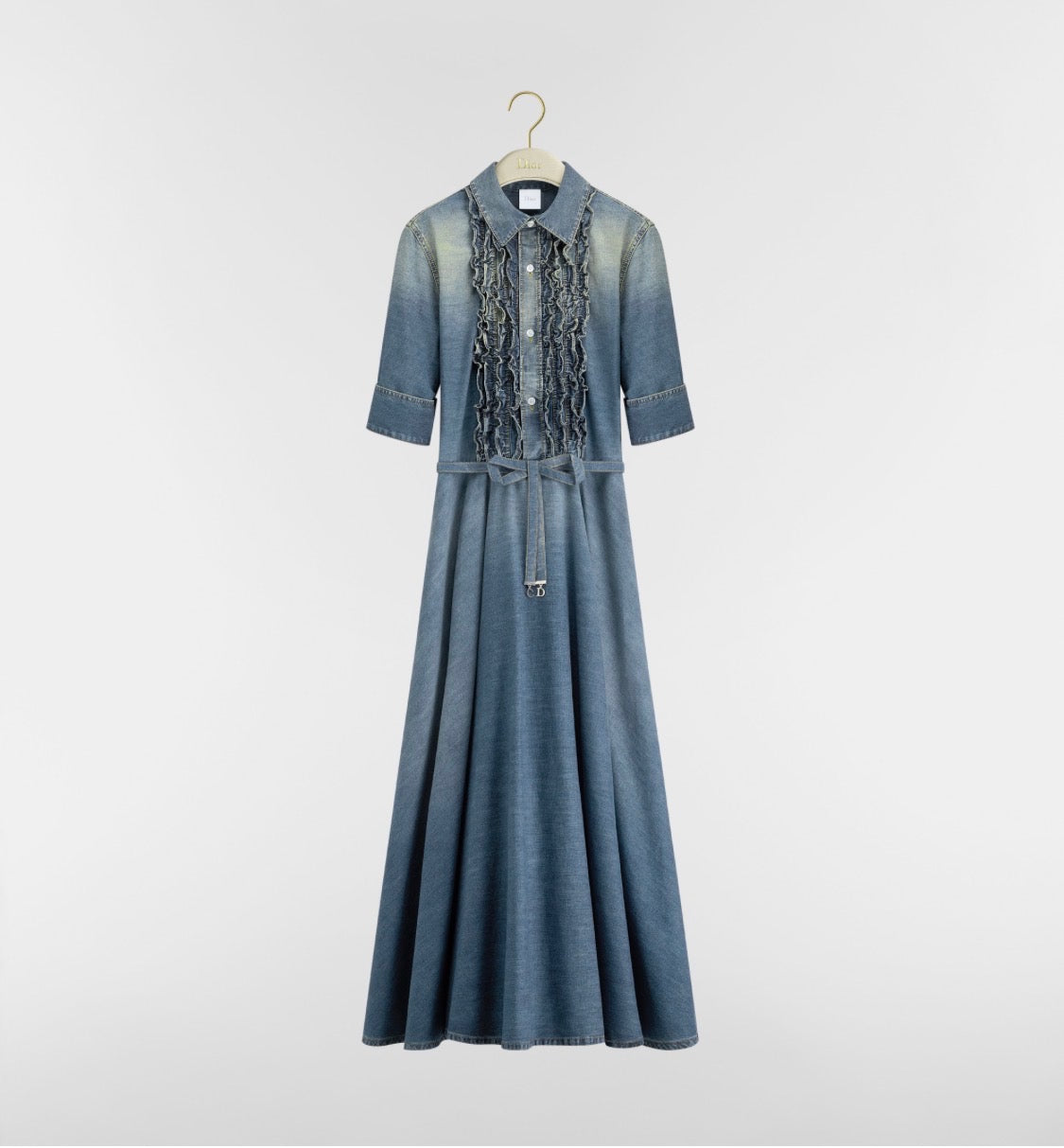Denim dress with silver belt